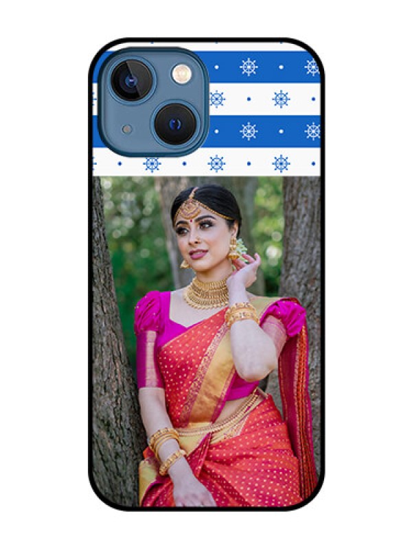Custom iPhone 13 Mini Photo Printing on Glass Case - Snow Pattern Design