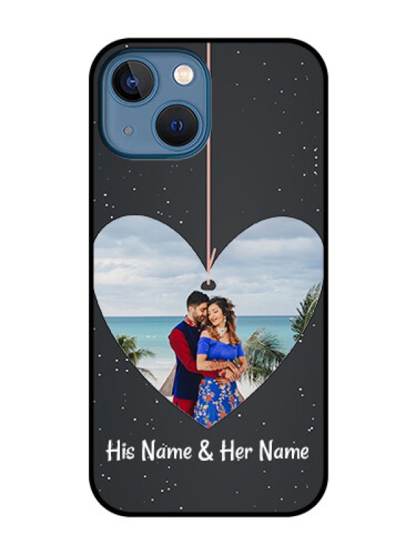 Custom iPhone 13 Mini Custom Glass Phone Case - Hanging Heart Design