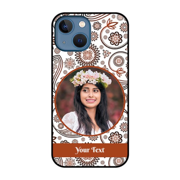 iPhone 13 Mini Custom Glass Mobile Case - Abstract Flower Design