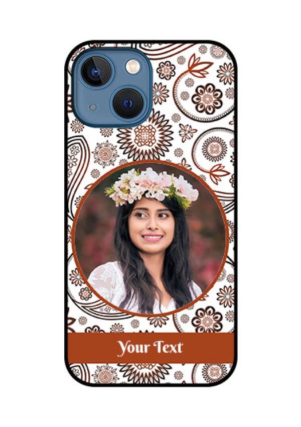 iPhone 13 Mini Custom Glass Mobile Case - Abstract Flower Design