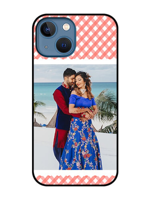 Custom iPhone 13 Mini Personalized Glass Phone Case - Pink Pattern Design