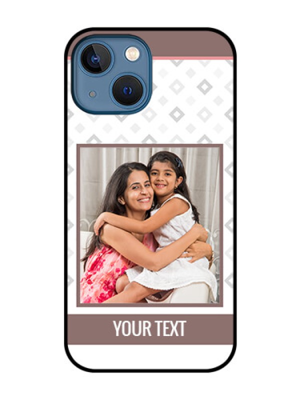 Custom iPhone 13 Mini Photo Printing on Glass Case - Simple Diamond Design