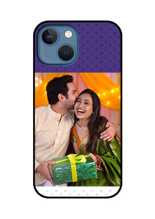 iPhone 13 Mini Personalized Glass Phone Case - Violet Pattern Design