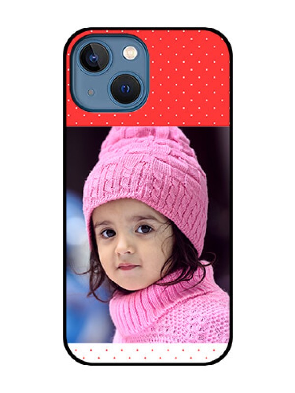 Custom iPhone 13 Mini Photo Printing on Glass Case - Red Pattern Design
