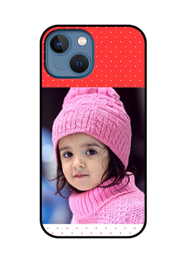iPhone 13 Mini Photo Printing on Glass Case - Red Pattern Design
