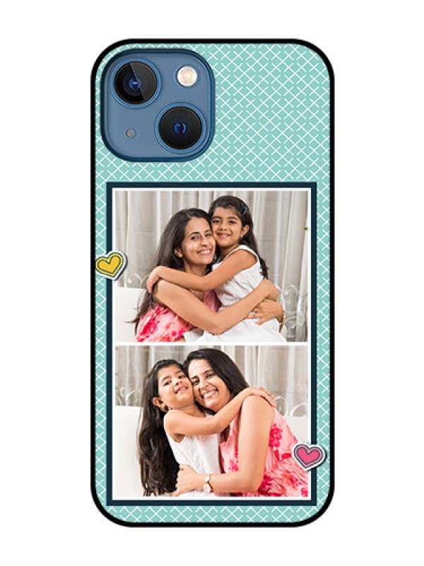 Custom iPhone 13 Mini Custom Glass Phone Case - 2 Image Holder with Pattern Design