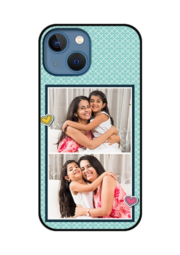 iPhone 13 Mini Custom Glass Phone Case - 2 Image Holder with Pattern Design
