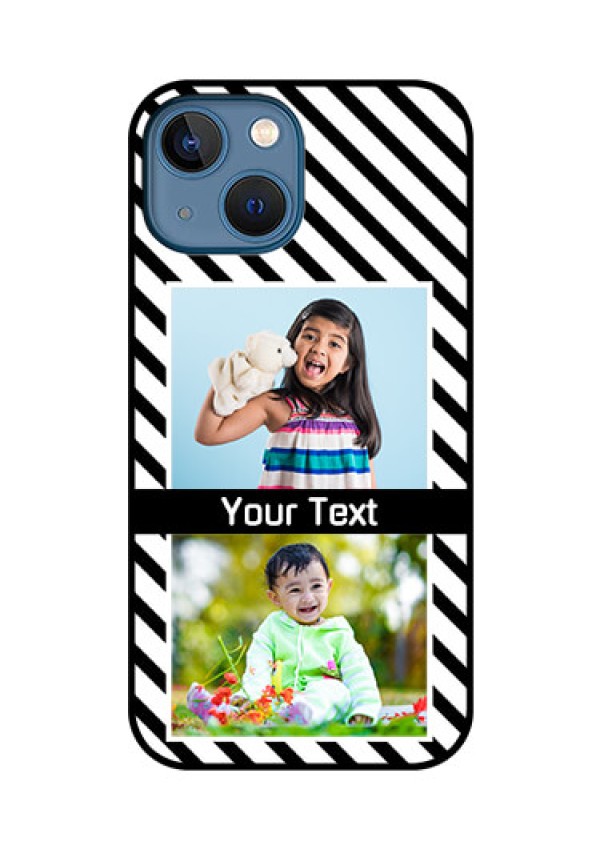 iPhone 13 Mini Photo Printing on Glass Case - Black And White Stripes Design