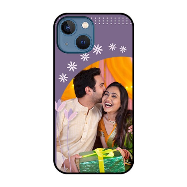 iPhone 13 Mini Custom Glass Mobile Case - Lavender flowers design