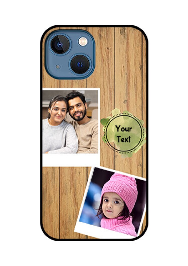 iPhone 13 Mini Custom Glass Phone Case - Wooden Texture Design