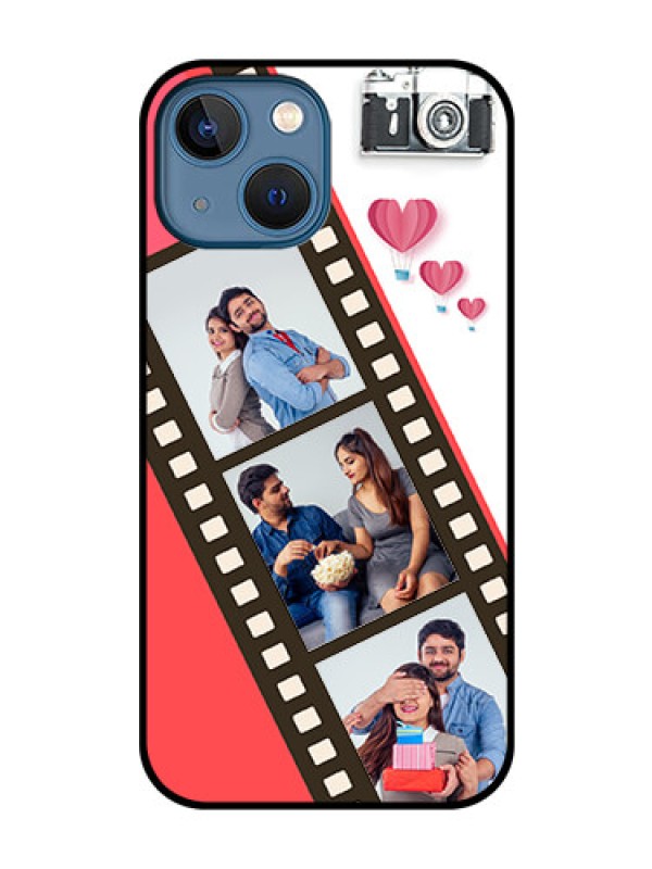 Custom iPhone 13 Mini Personalized Glass Phone Case - 3 Image Holder with Film Reel
