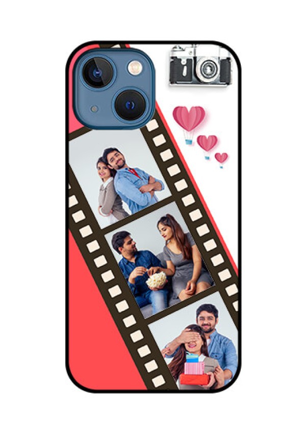 iPhone 13 Mini Personalized Glass Phone Case - 3 Image Holder with Film Reel