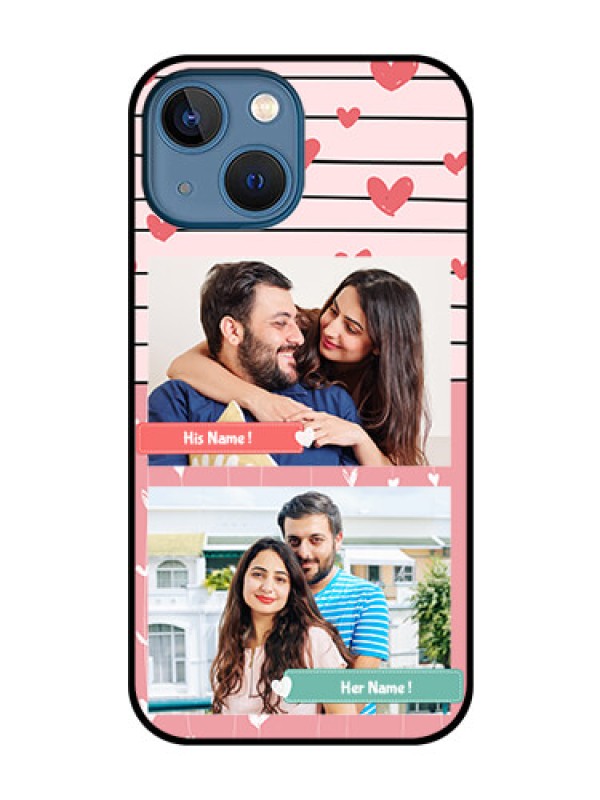 Custom iPhone 13 Mini Custom Glass Mobile Case - Photo with Heart Design
