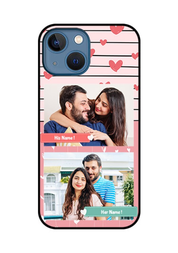 iPhone 13 Mini Custom Glass Mobile Case - Photo with Heart Design