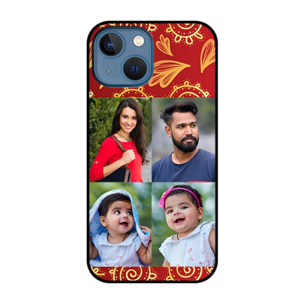 iPhone 13 Mini Photo Printing on Glass Case - 4 Image Traditional Design iPhone 13 Mini Photo Printing on Glass Case - 4 Image Traditional Design