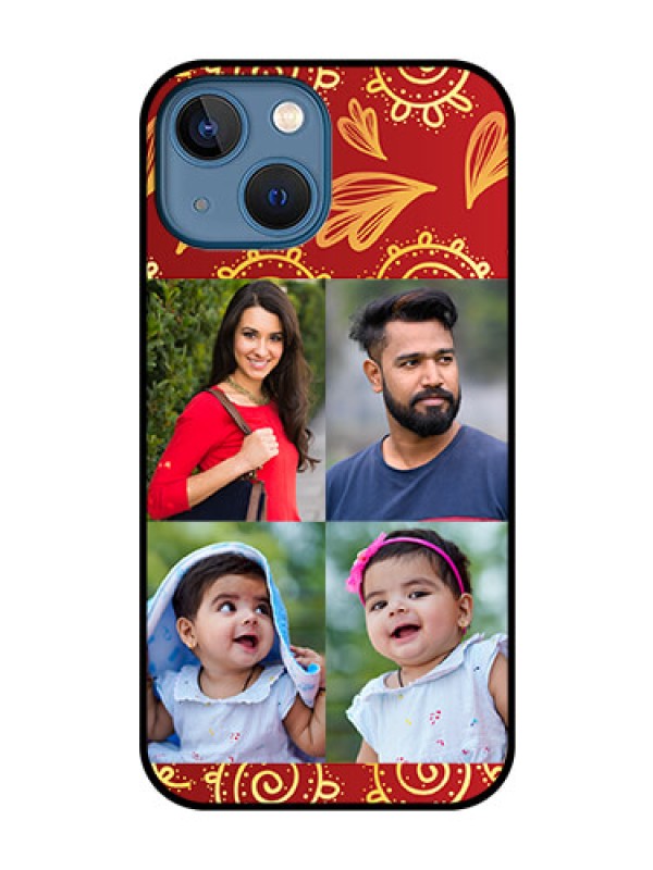 Custom iPhone 13 Mini Photo Printing on Glass Case - 4 Image Traditional Design