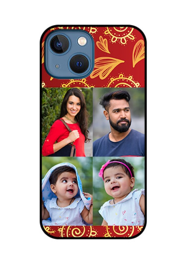 iPhone 13 Mini Photo Printing on Glass Case - 4 Image Traditional Design