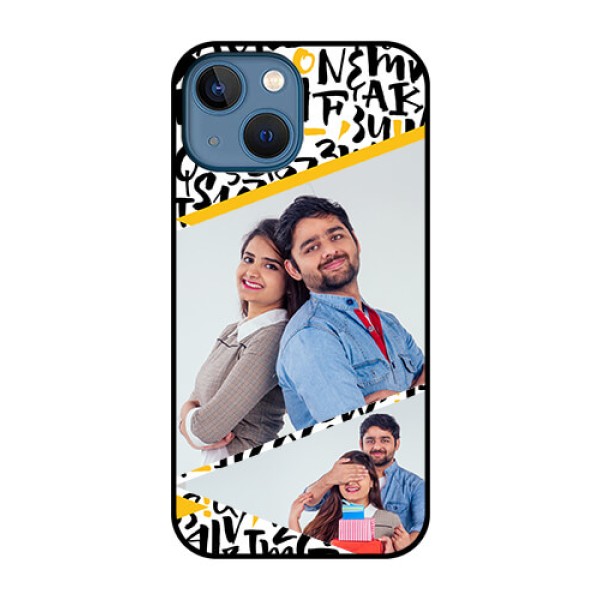 iPhone 13 Mini Custom Glass Mobile Case - Letters Pattern Design