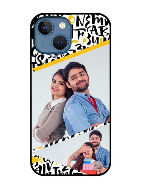 Custom iPhone 13 Mini Custom Glass Mobile Case - Letters Pattern Design