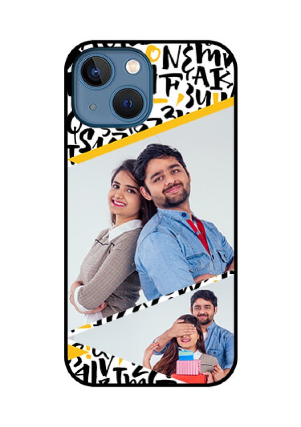 iPhone 13 Mini Custom Glass Mobile Case - Letters Pattern Design