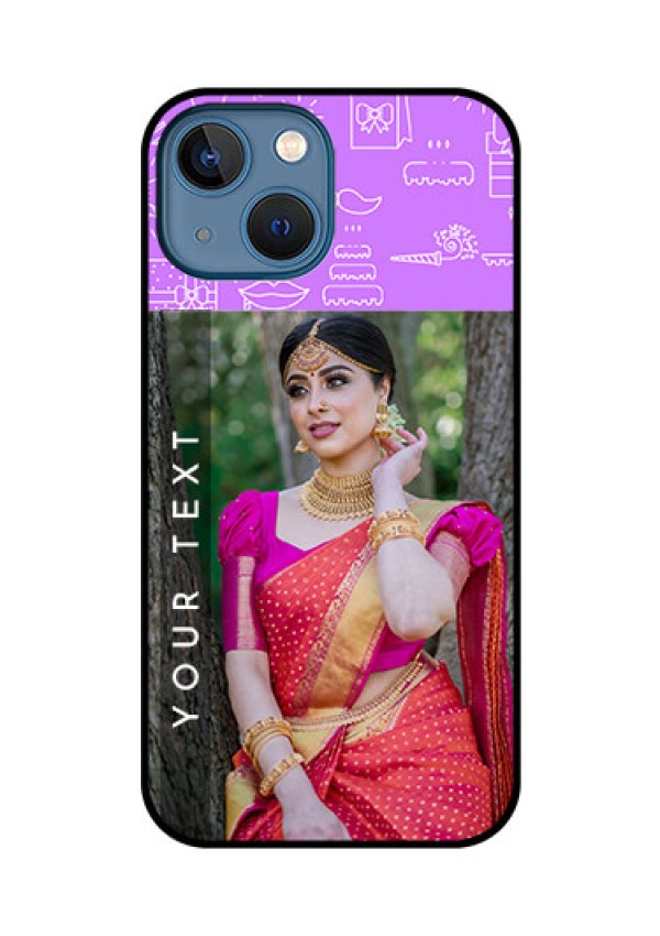 iPhone 13 Mini Custom Glass Mobile Case - Birthday Icons Design