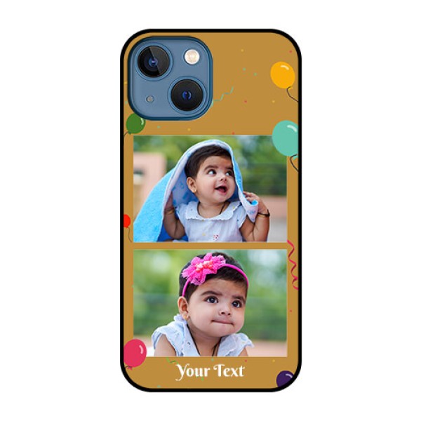 iPhone 13 Mini Personalized Glass Phone Case - Image Holder with Birthday Celebrations Design