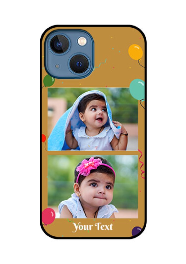 iPhone 13 Mini Personalized Glass Phone Case - Image Holder with Birthday Celebrations Design