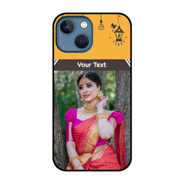 iPhone 13 Mini Custom Glass Mobile Case - with Family Picture and Icons