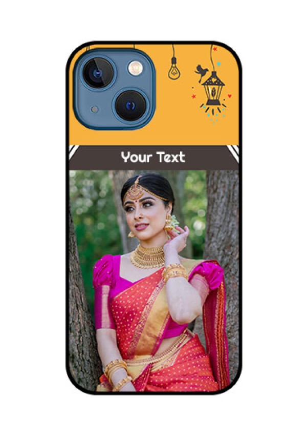 iPhone 13 Mini Custom Glass Mobile Case - with Family Picture and Icons