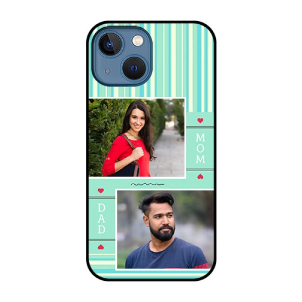 iPhone 13 Mini Custom Glass Phone Case - Mom & Dad Pic Design