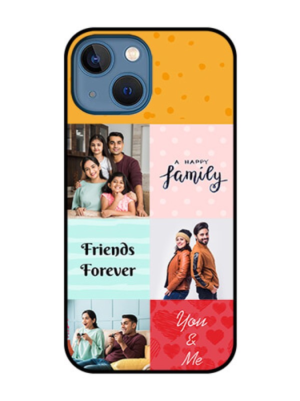 Custom iPhone 13 Mini Personalized Glass Phone Case - Images with Quotes Design