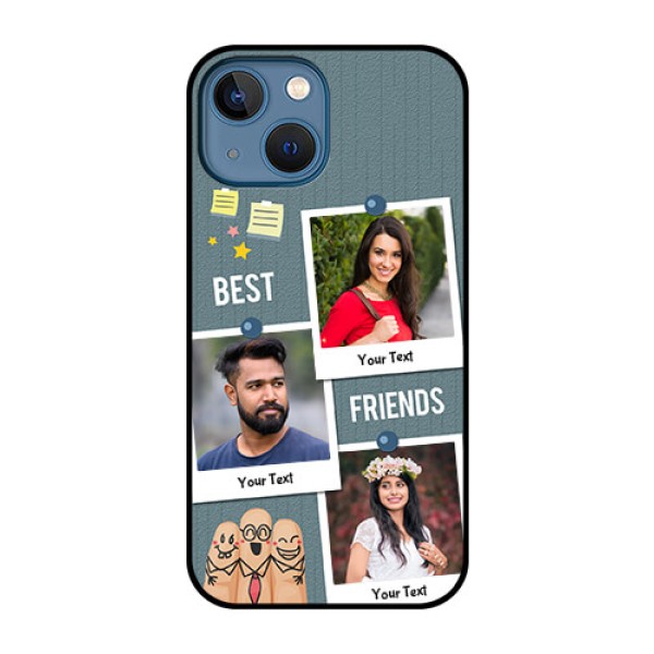 iPhone 13 Mini Personalized Glass Phone Case - Sticky Frames and Friendship Design iPhone 13 Mini Personalized Glass Phone Case - Sticky Frames and Friendship Design