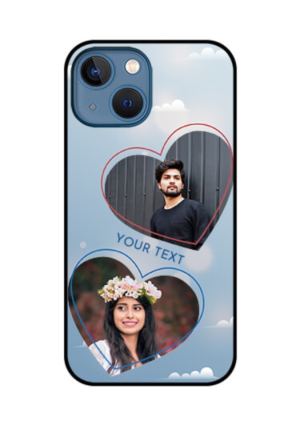 iPhone 13 Mini Custom Glass Mobile Case - Blue Color Couple Design