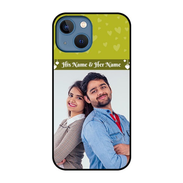 iPhone 13 Mini Custom Glass Phone Case - You & Me Heart Design