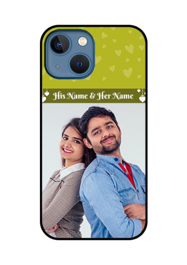 iPhone 13 Mini Custom Glass Phone Case - You & Me Heart Design