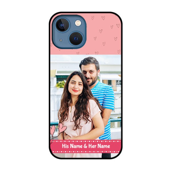 iPhone 13 Mini Personalized Glass Phone Case - Love Design Peach Color iPhone 13 Mini Personalized Glass Phone Case - Love Design Peach Color
