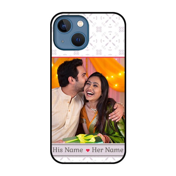 iPhone 13 Mini Custom Glass Mobile Case - with Photo and Ethnic Design iPhone 13 Mini Custom Glass Mobile Case - with Photo and Ethnic Design