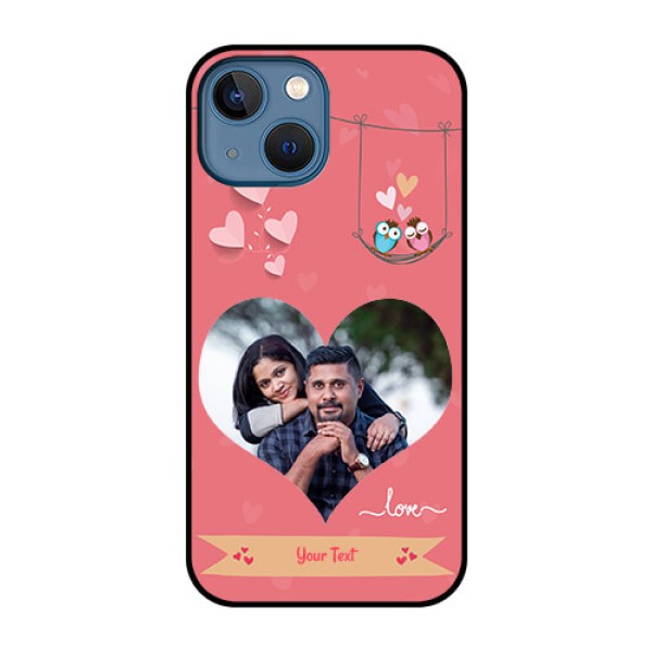 iPhone 13 Mini Personalized Glass Phone Case - Peach Color Love Design