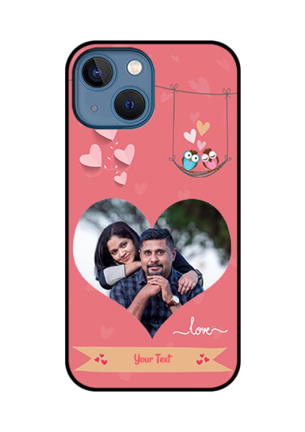iPhone 13 Mini Personalized Glass Phone Case - Peach Color Love Design