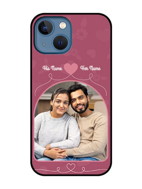 Custom iPhone 13 Mini Photo Printing on Glass Case - Love Floral Design