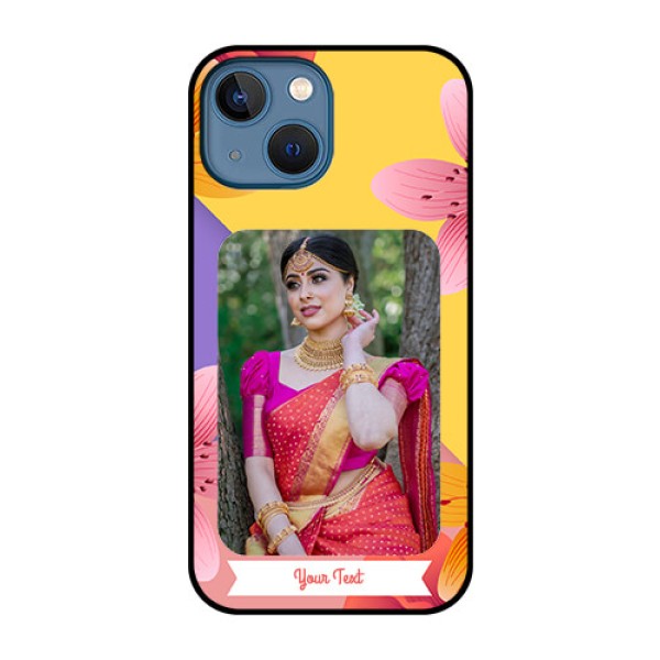 iPhone 13 Mini Custom Glass Mobile Case - 3 Image With Vintage Floral Design iPhone 13 Mini Custom Glass Mobile Case - 3 Image With Vintage Floral Design