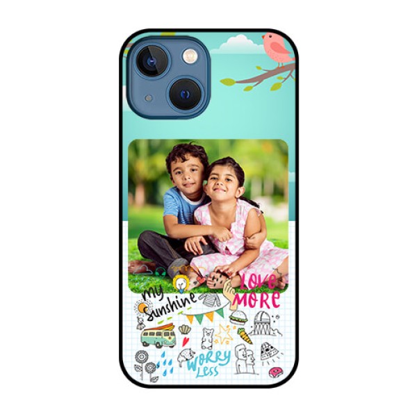 iPhone 13 Mini Photo Printing on Glass Case - Doodle love Design