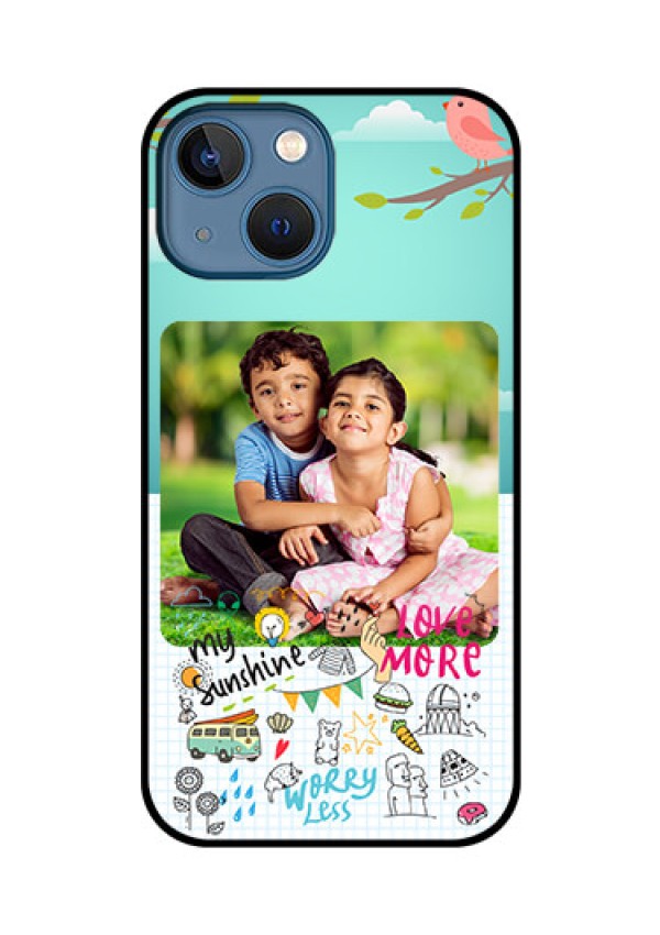 iPhone 13 Mini Photo Printing on Glass Case - Doodle love Design