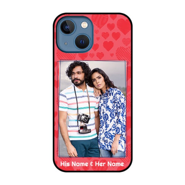 iPhone 13 Mini Photo Printing on Glass Case - with Red Heart Symbols Design iPhone 13 Mini Photo Printing on Glass Case - with Red Heart Symbols Design