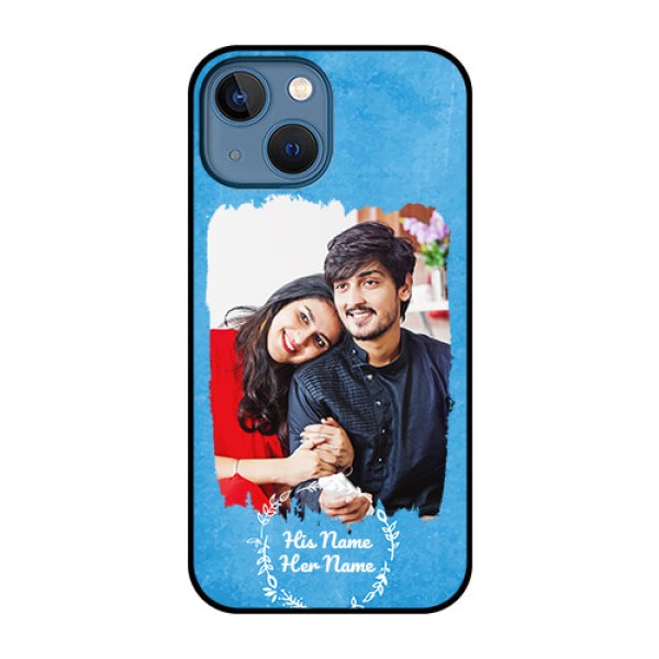 iPhone 13 Mini Custom Glass Phone Case - Blue Color Vintage Design iPhone 13 Mini Custom Glass Phone Case - Blue Color Vintage Design