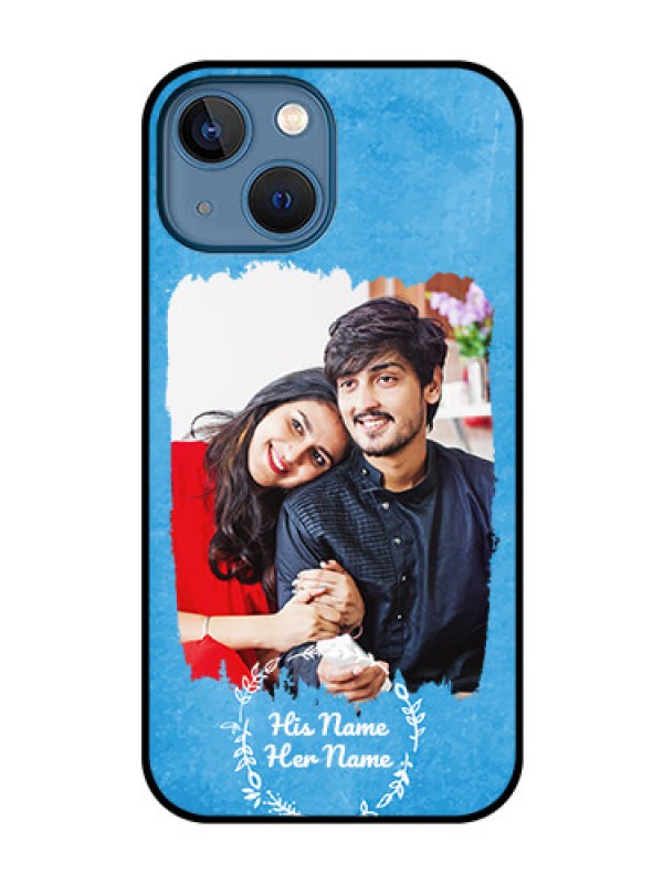 Custom iPhone 13 Mini Custom Glass Phone Case - Blue Color Vintage Design