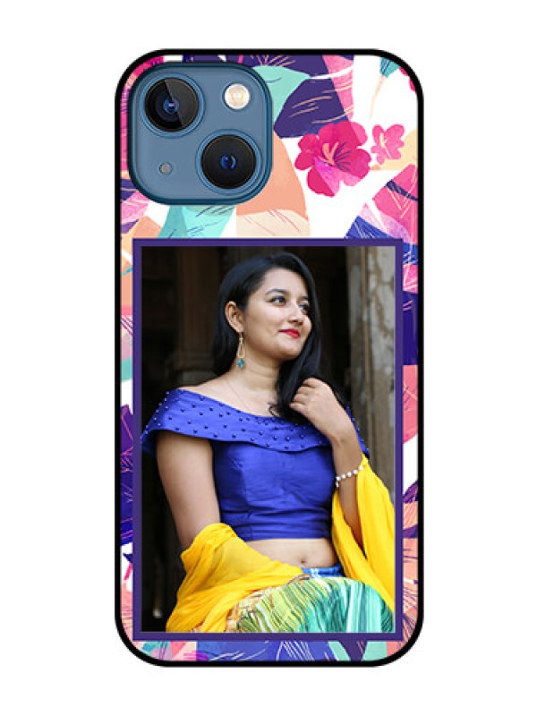 Custom iPhone 13 Mini Custom Glass Mobile Case - Abstract Floral Design
