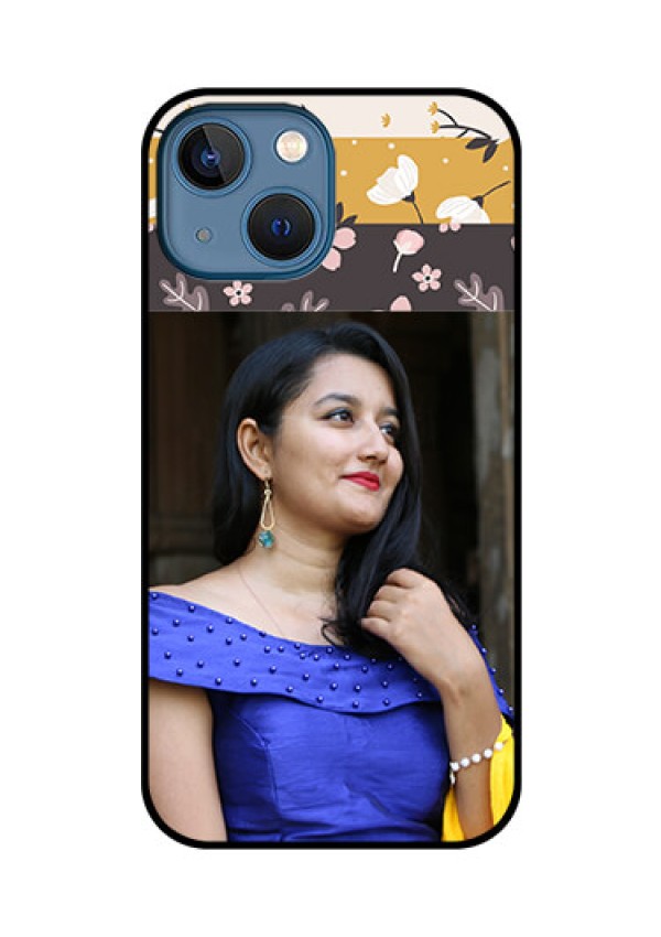 iPhone 13 Mini Custom Glass Phone Case - Stylish Floral Design