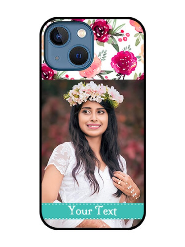 Custom iPhone 13 Mini Custom Glass Phone Case - Watercolor Floral Design