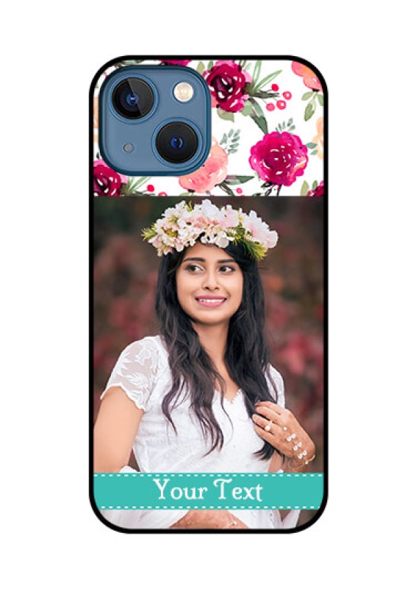 iPhone 13 Mini Custom Glass Phone Case - Watercolor Floral Design